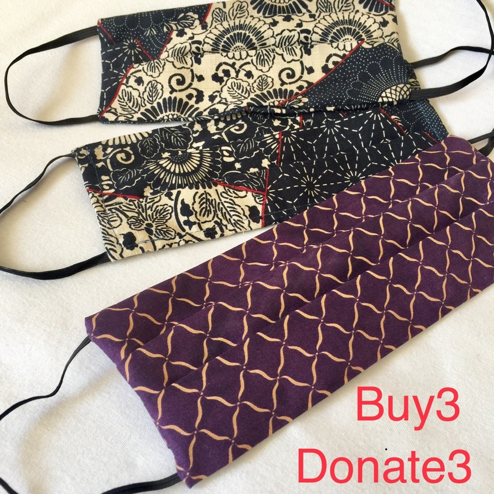 3 Washable masks with pocket and nose grip